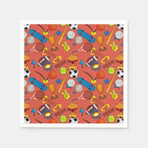 Comic Book Retro Sports Athletic Balls Napkin