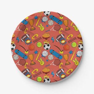Comic Book Retro Sports Athletic Balls Paper Plate