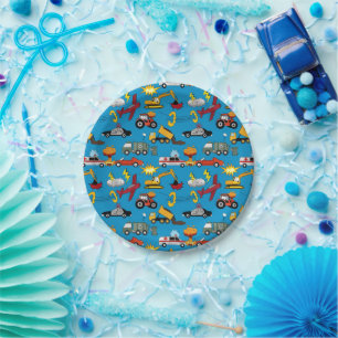 Comic Book Retro Truck Vehicles Airplanes Birthday Paper Plate