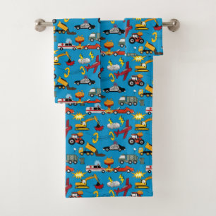 Comic Book Retro Truck Vehicles Airplanes Boy Bath Towel Set