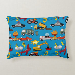 Comic Book Retro Trucks Cars Vehicles Airplanes Accent Pillow