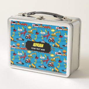 Comic Book Retro Trucks Cars Vehicles Airplanes Metal Lunch Box