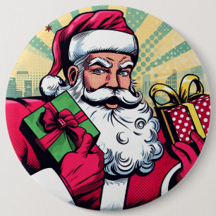 Comic book Santa/Christmas  6 Inch Round Button