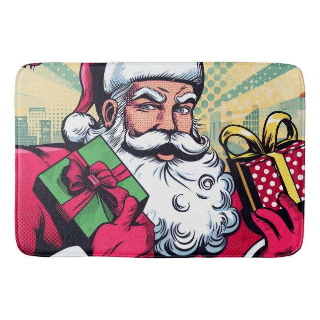 Comic book Santa/Christmas  Bath Mat (Front)