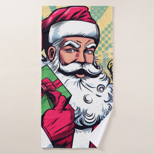 Comic book Santa/Christmas  Bath Towel (Bath Towel)