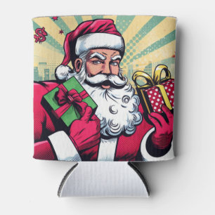 Comic book Santa/Christmas Can Cooler