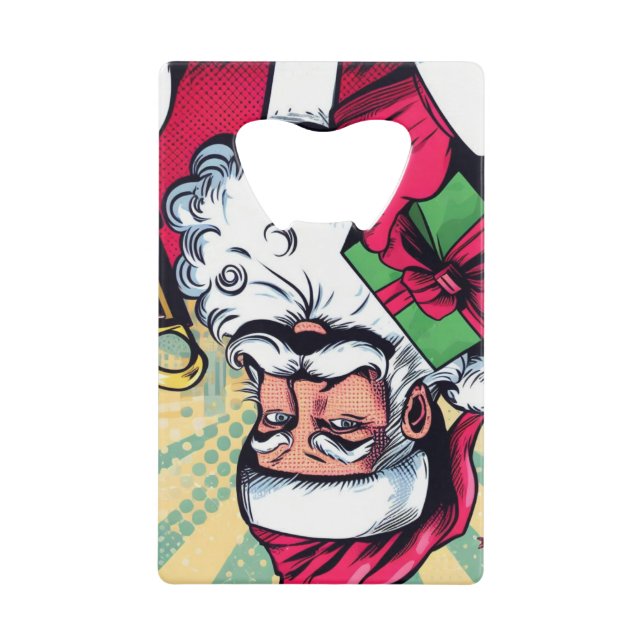 Comic book Santa/Christmas  Credit Card Bottle Opener (Front)