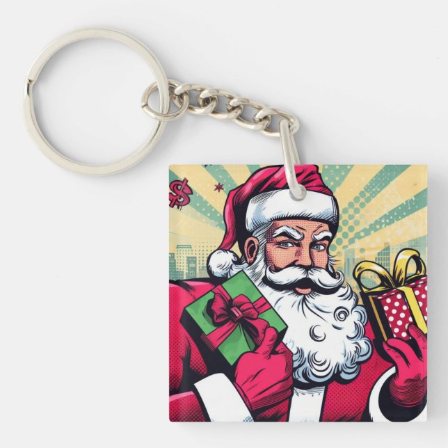 Comic book Santa/Christmas  Keychain (Front)