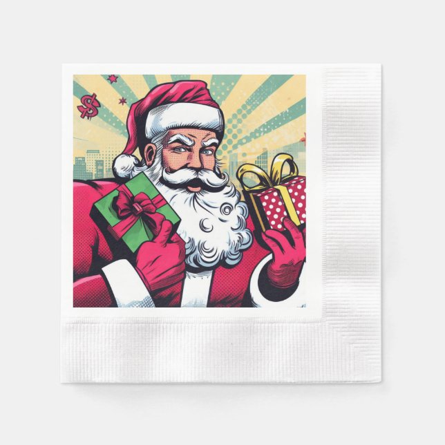 Comic book Santa/Christmas  Napkin (Front)