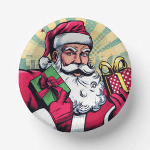 Comic book Santa/Christmas  Paper Plate