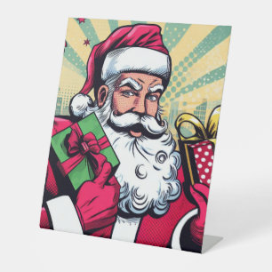 Comic book Santa/Christmas  Pedestal Sign