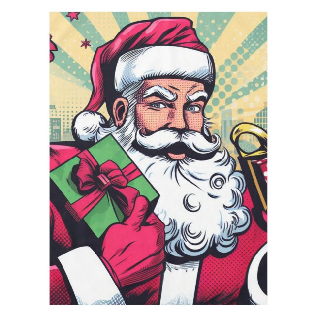 Comic book Santa/Christmas  Tablecloth (Front)
