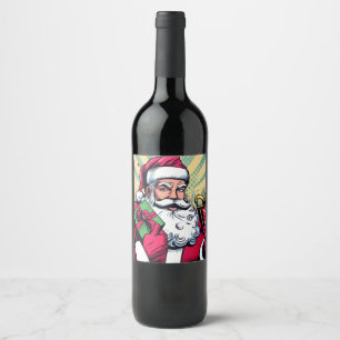 Comic book Santa/Christmas  Wine Label
