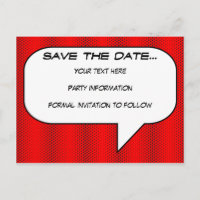 Comic book Save the Date Postcard