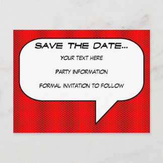 Comic book Save the Date Postcard