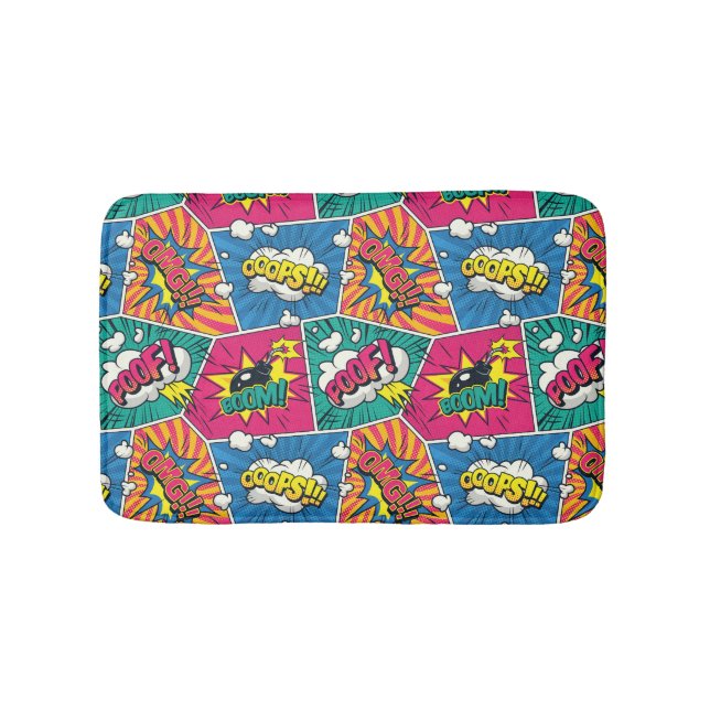Comic Book Speech Bubble Bath Mat (Front)