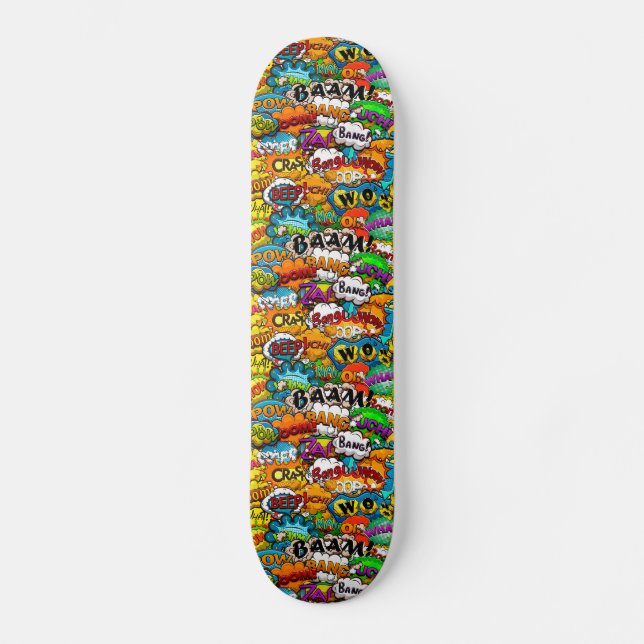Comic Book Speech Bubbles Skateboard (Front)