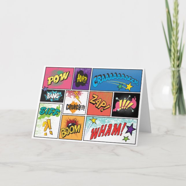 Comic Book Strip Pop Newspaper Style Greeting Card (Front)