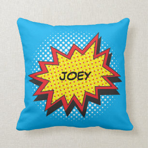 Comic Book Style Colourful Custom Name Throw Pillow