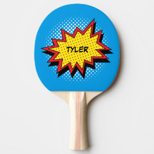 Comic Book Style Colourful Name Ping Pong Paddle