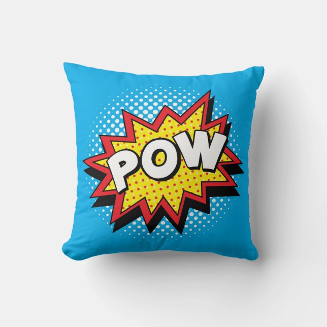 Comic Book Style Colourful POW Throw Pillow (Front)