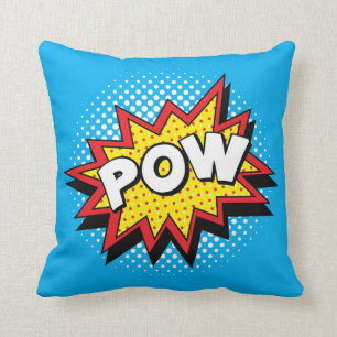Comic Book Style Colourful POW Throw Pillow