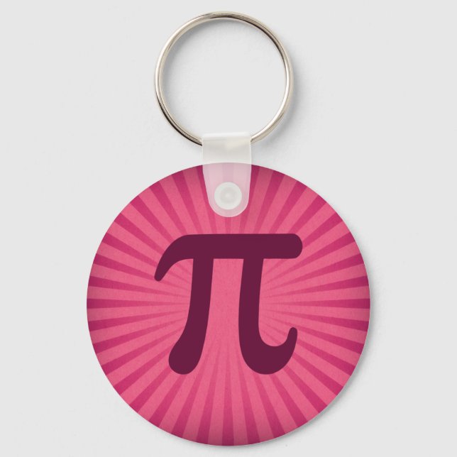 Comic Book Style Coral Burst Number Pi Keychain (Front)