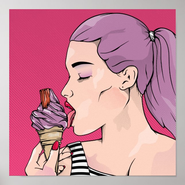 Comic book style ice cream lick poster (Front)