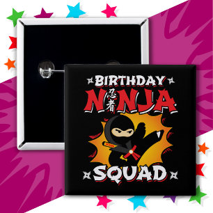 Comic Book Style Party Fun Birthday Ninja Squad 2 Inch Square Button