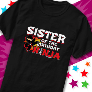 Comic Book Style Party Sister of Birthday Ninja T-Shirt
