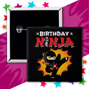 Comic Book Style Super Party Birthday Ninja 2 Inch Square Button