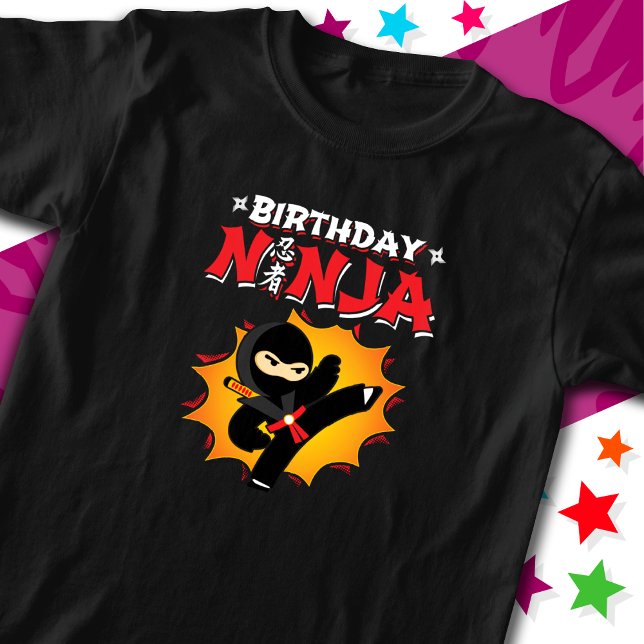 Comic Book Style Super Party Birthday Ninja T-Shirt (Creator Uploaded)