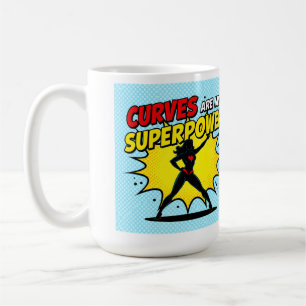 Comic Book Style Superhero Woman with "CURVES ARE  Coffee Mug