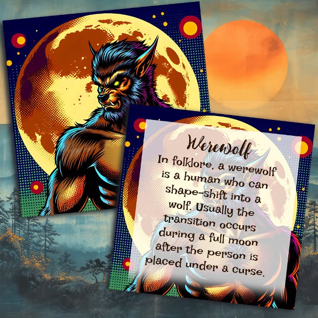 Comic Book Style Werewolf in Front of Full Moon (Creator Uploaded)