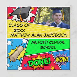 Comic Book Superhero Graduation Invitation