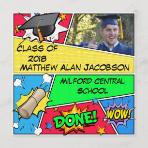 Comic Book Superhero Graduation Invitation