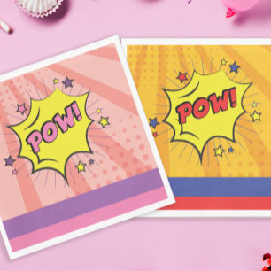 Comic Book Superhero Unique Girl's Birthday Napkin