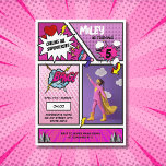 Comic Book Superhero Unique Girl's Photo Birthday  Invitation<br><div class="desc">Step into the thrilling world of superheroes with our Girls' Superhero Birthday Invitation, where every celebration becomes an extraordinary adventure! Inspired by the dynamic energy of comic books and infused with the sweetness of pink and purple tones, this invitation is a true standout, blending classic superhero style with a personalized...</div>