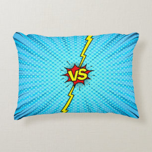 Comic book versus background, classic pop-art styl accent pillow