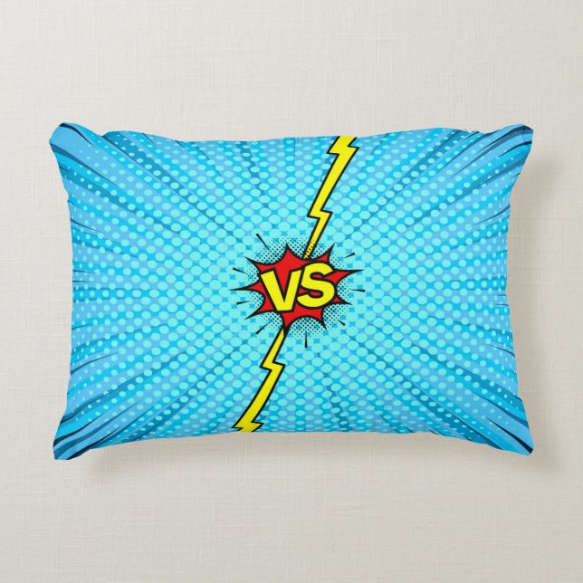 Comic book versus background, classic pop-art styl accent pillow (Front)
