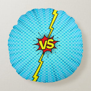 Comic book versus background, classic pop-art styl round pillow