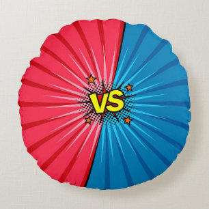 Comic book versus background, classic pop-art styl round pillow