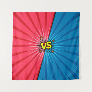 Comic book versus background, classic pop-art styl tapestry