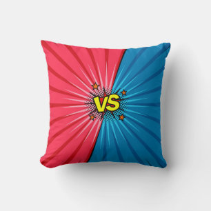 Comic book versus background, classic pop-art styl throw pillow