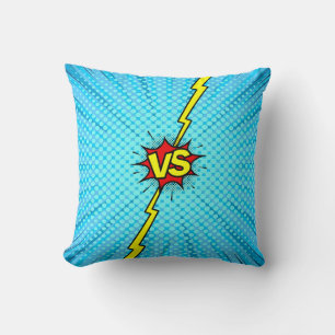 Comic book versus background, classic pop-art styl throw pillow