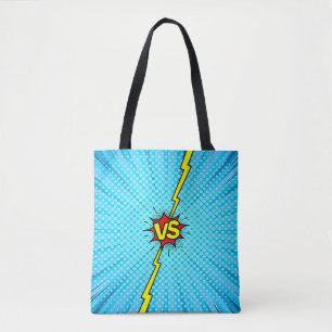 Comic book versus background, classic pop-art styl tote bag