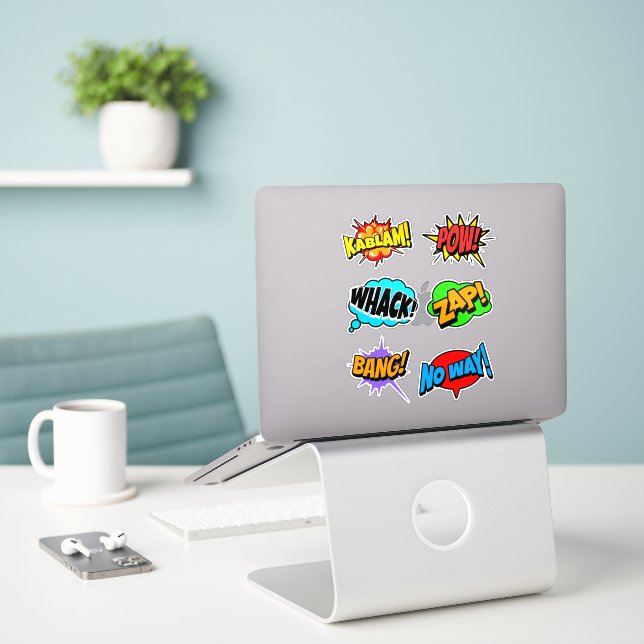 Comic Book Words (Laptop On Desk)