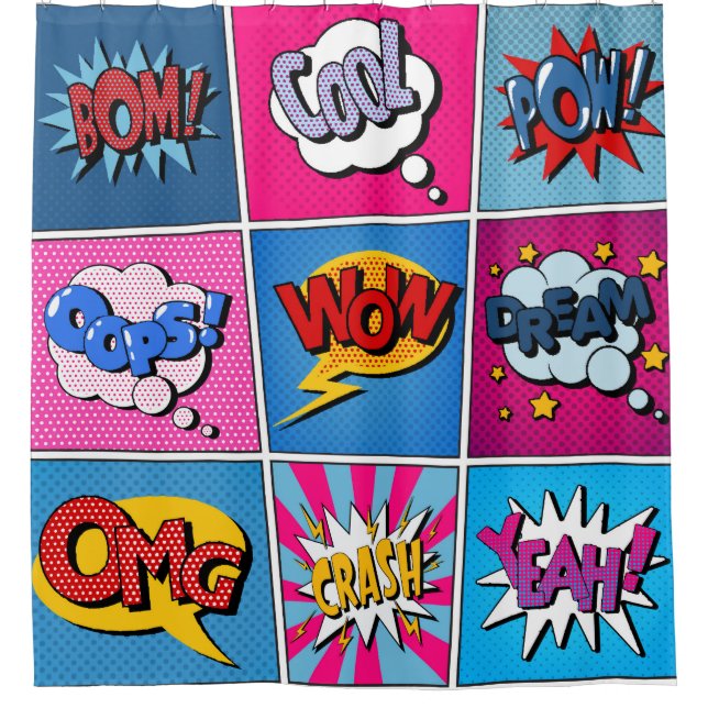 Comic Bubbles Set. Expressions Bom, Cool, Pow, Oop (Front)