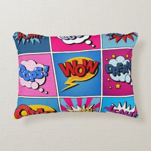 Comic Bubbles Set. Expressions Bom, Cool, Pow, Oop Accent Pillow