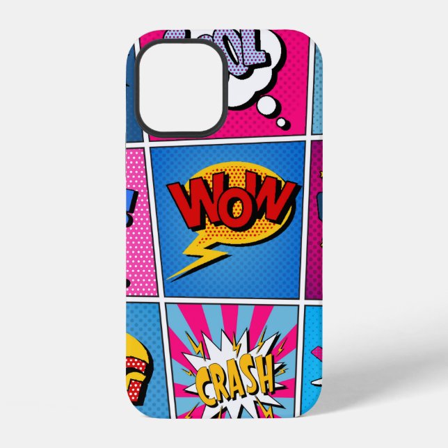 Comic Bubbles Set. Expressions Bom, Cool, Pow, Oop iPhone Case (Back)